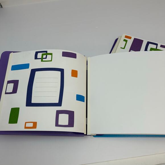 Lot 2 NEW Creative Memories Scrapbook Albums 7x7 Geometric Blue Purple 12 Pages - Picture 6 of 7